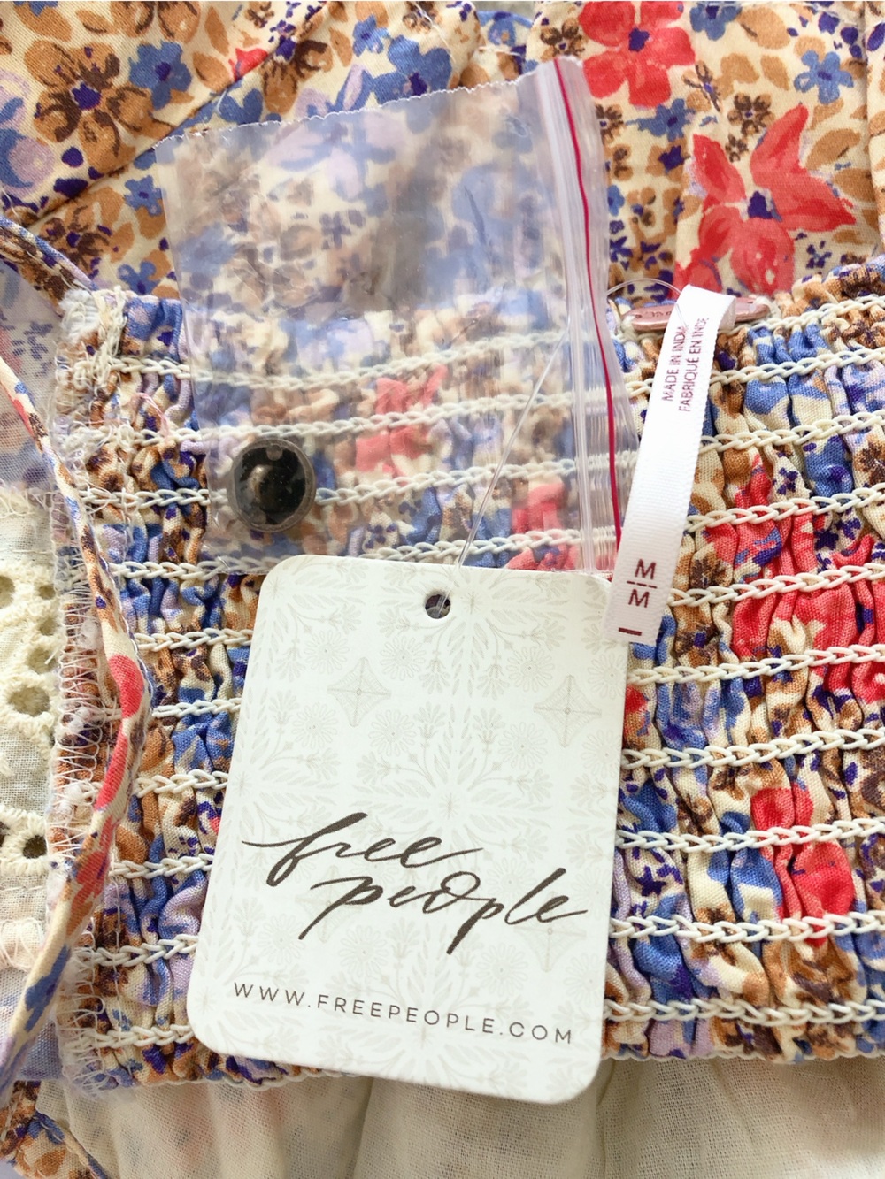 Free People Kiana lace printed tank top medium floral shirt - Picture 5 of 15